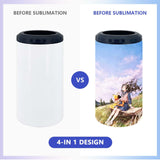 HIZEE 16 oz Sublimation 4 in 1 Can Cooler Tumbler Blank 4pack,Double Stainless Steel Vacuum Insulated for Hot and Cold Beverages,Standard Can,Beer Bottle and Insulated Mugs HIZEE