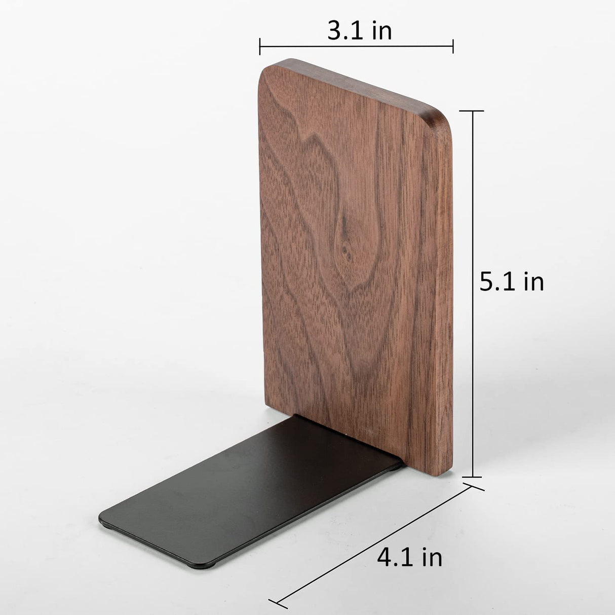 Muso Wood Book Ends for Shelves, Non-Slip Bookends, Heavy Duty Wooden Bookend Support for Books and Movies (Walnut 1 Pair) muso wood