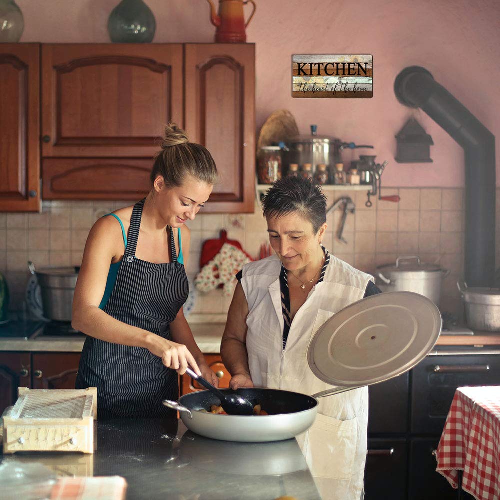 Farmhouse Kitchen Signs Wall Decor Funny Kitchen Wall Art-Kitchen is The Heart of The Home-Sunflower Themed Printed Large Wood Signs Kitchen Wall Decor Home Decorations 16" x 8" SAC SMARTEN ARTS