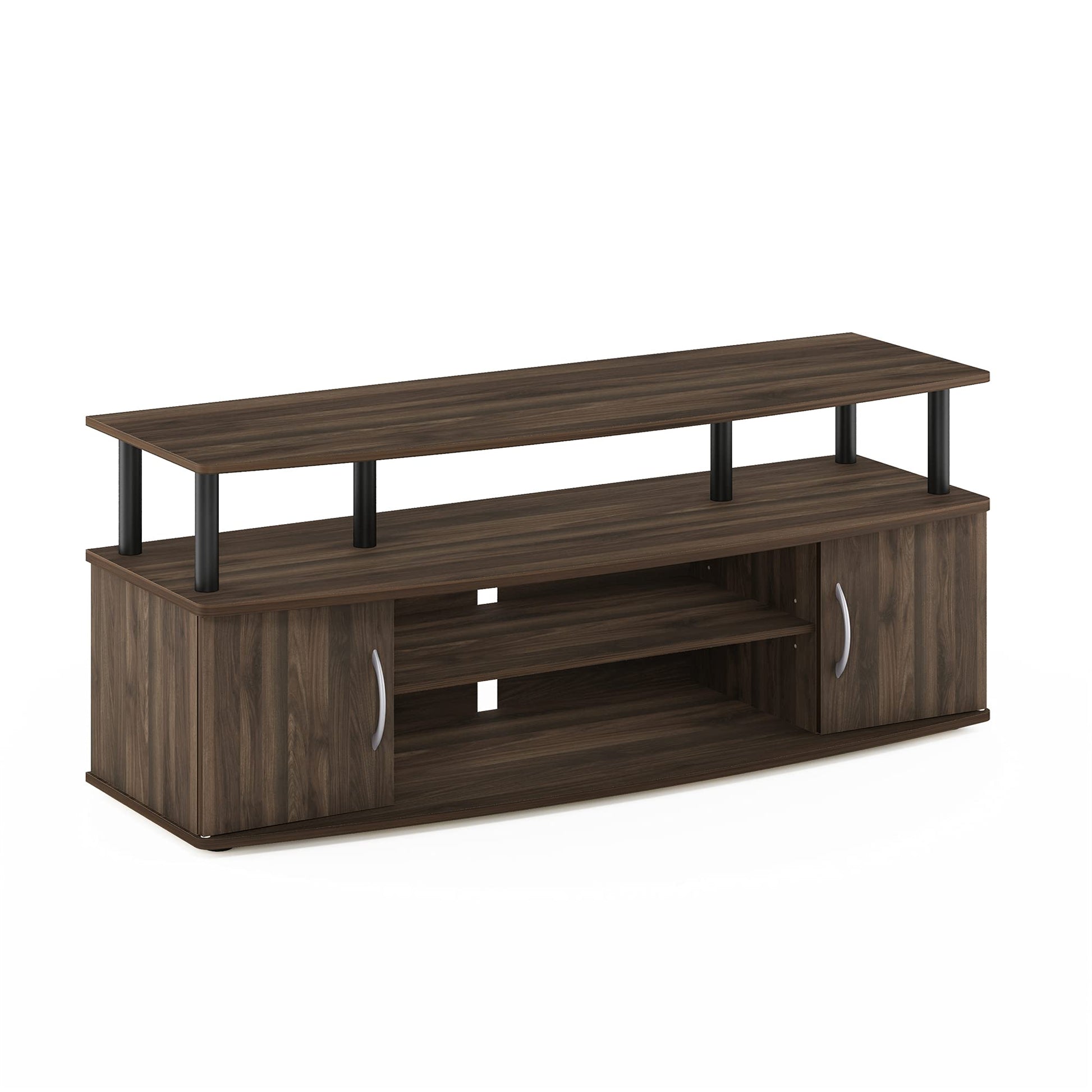 Furinno JAYA Large Entertainment Stand for TV Up to 55 Inch, Columbia Walnut/Black - WoodArtSupply