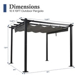 ONLYCTR 10'X10' Outdoor Retractable Pergola, Aluminum Outdoor Pergola with Retractable Sun Shade Canopy, Heavy Duty Pergolas Shelter Pergola for Garden, Porch, Poolside, Backyard BBQ ONLYCTR