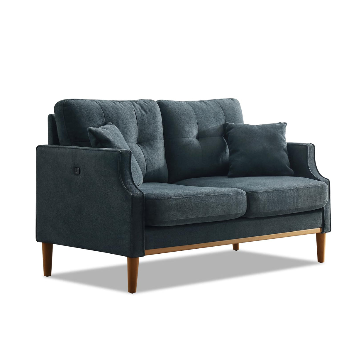 SoarTalent 56.7" Loveseat Sofa Small Couch Fabric Upholstered 2-Seat Sofa with USB Port for Small Place, Apartment, Living Room,Office(Dark Blue) SoarTalent