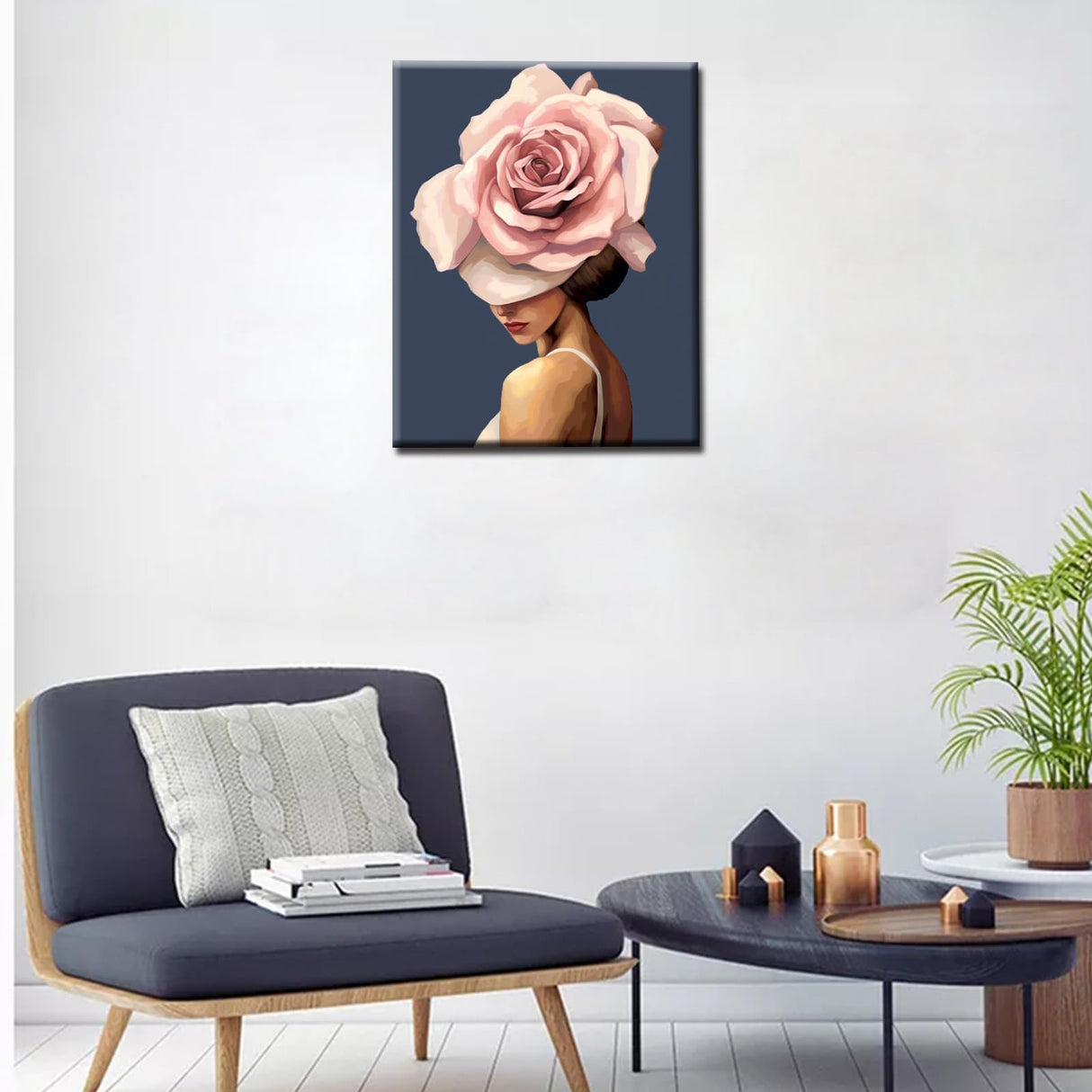 Tucocoo Abstract Flowers Girls DIY Paint by Numbers Kits for Adults Large Rose Digital Oil Painting on Canvas Painting by Numbers for Beginners Wall Art Home Decoration Gift 16x20Inch No Frame Tucocoo