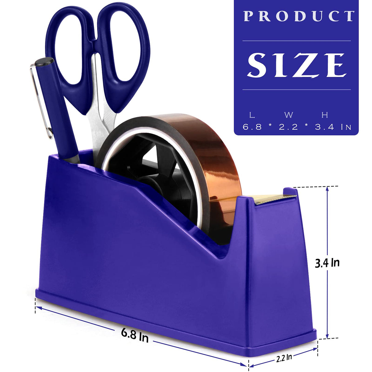 Heat Tape Dispenser, Masking Tape Dispenser, Holder Fits 1" and 3" Core, 6.8 x 2.2 x 3.4 Inch, Desktop Tape Dispenser, Heat Tape for Sublimation(Blue) AWEI AZHI