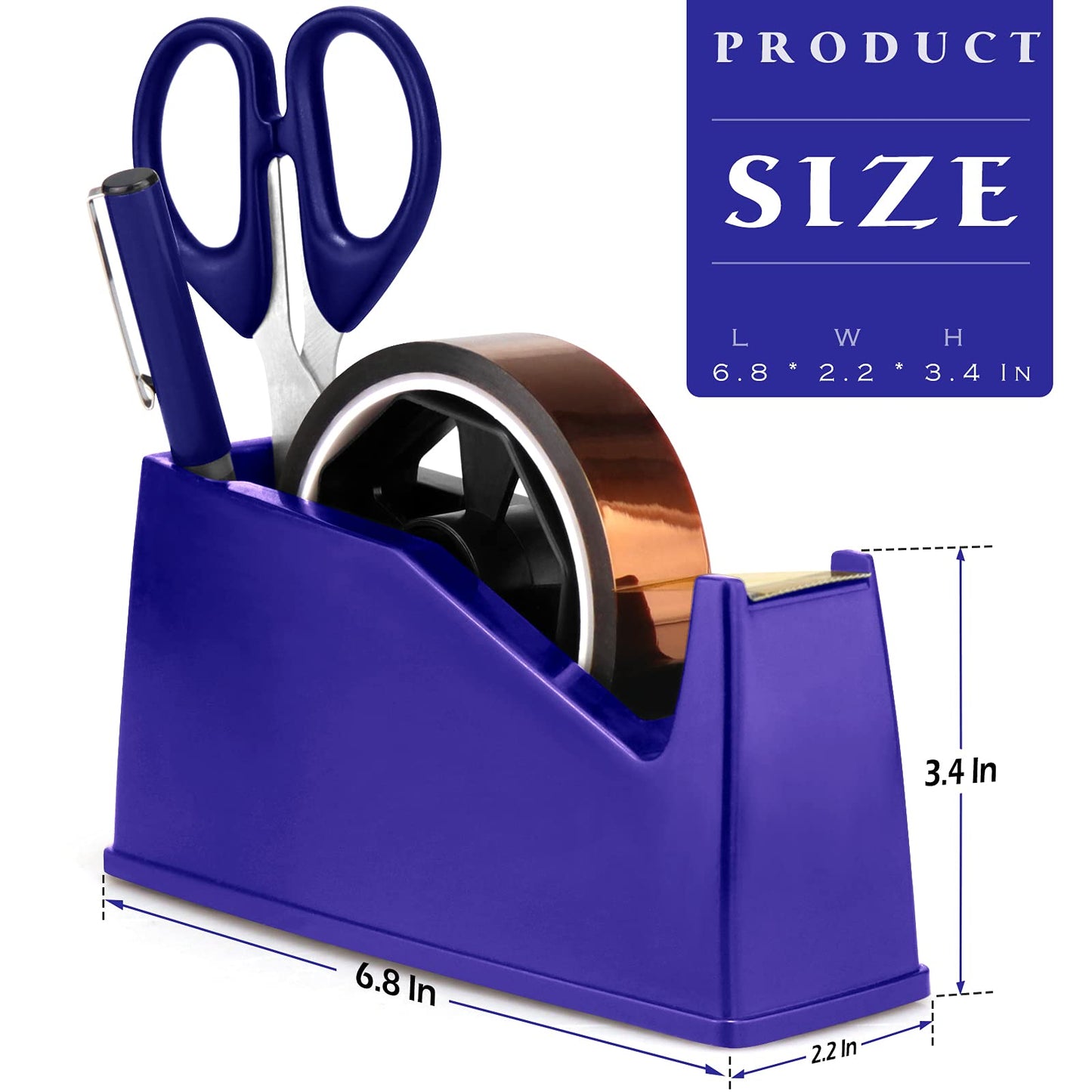 Heat Tape Dispenser, Masking Tape Dispenser, Holder Fits 1" and 3" Core, 6.8 x 2.2 x 3.4 Inch, Desktop Tape Dispenser, Heat Tape for Sublimation(Blue)