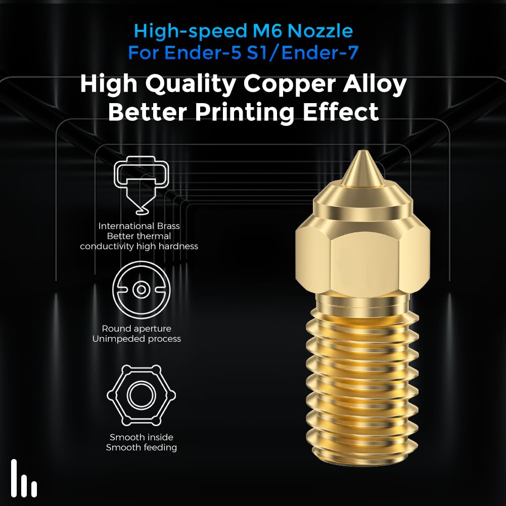 Official Creality Ender 3 V3 SE Nozzles 0.4mm 5PCS High-Speed Brass Nozzles 3D Printer Accessories M6 Hotend Extruder Nozzle for Ender 5 S1/Ender 7 3D Printer Creality