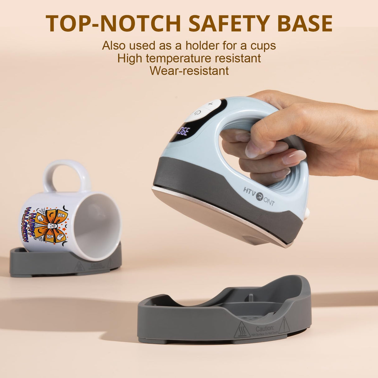 HTVRONT Mini Heat Press - 3 in 1 Heat Press Machine for T-Shirts Mugs Hats with Customized Temp & Time, Larger Curved Flat Heat Plate, Mini Iron Digital Display Memory Function Insulated Base HTVRONT