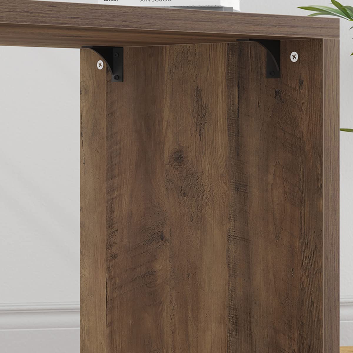 HSH L Shaped Desk with Storage Cabinet, Wood L Shape Desk with Drawers Shelf, Large Corner Computer Table in Home Office Bedroom, Industrial PC Desk for Executive Writing Work Study, Rustic Oak, 55 In HSH