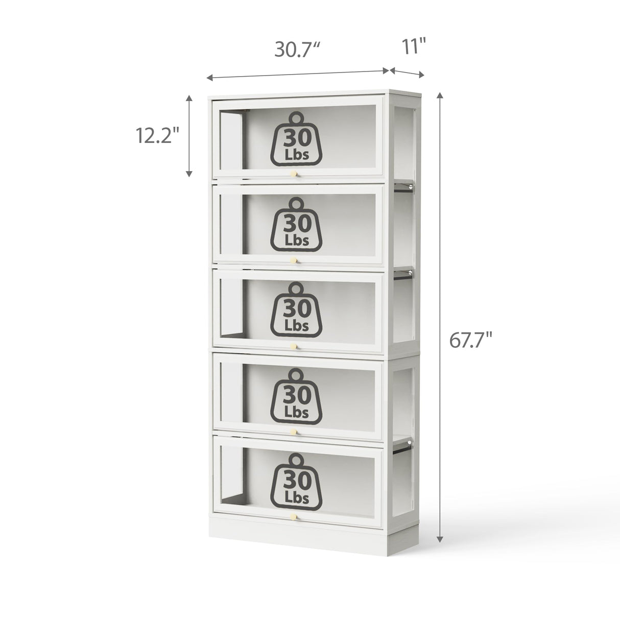 Boniture Display Cabinet with Acrylic Glass Doors,5-Tiers Curio Cabinet with LED Lighting for Collectibles, Collectibles Toy Organizers Rack & Display Shelf Display Case Storage Cabinet, Antique White BONITURE