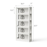 Boniture Display Cabinet with Acrylic Glass Doors,5-Tiers Curio Cabinet with LED Lighting for Collectibles, Collectibles Toy Organizers Rack & Display Shelf Display Case Storage Cabinet, Antique White BONITURE