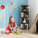 OTK 360° Rotating Bookshelf - 4 Tier Wooden Corner Bookcase in Black Oak for Small Spaces OTK