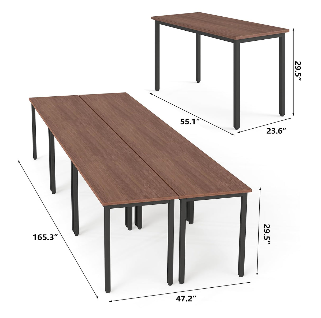 ANJ 14ft Conference Table,Office Computer Desk for Meeting Room,Sturdy Large Rectangle Meeting Seminar Table for 16 People Rustic Vintage 6PCS 165.3"x47.2"x29.5",Walnut ANJ