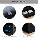 Loomie 6 Drawer Dresser with Power Outlet, Modern Chest of Drawers with Led Light, Double Wide Drawer Organizer Cabinet, Black Dresser for Bedroom, Living Room Loomie