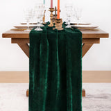 Socomi Green Velvet Table Runner Christmas Cloth Decor 20 x 120 Inches 10ft Fabric Emerald Green Luxurious Thanksgiving Wedding Runner for New Year Bridal Shower Socomi