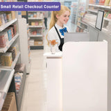 BFECGDXT Small Reception Desk with Counter, Modern L-Shaped Front Desk with Lockable Drawer, Retail Counter for Salon, Clothing Beauty, Left Corner 39.4in BFECGDXT