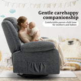 Korser Recliner Chair, Wide Rocker Chair, Rocking Chair with Massage and Heat,360°Swivel Nursery Rocking Chairs, Oversized Recliner for Adults, Cashmere Reclining Sofa for Living Room, Grey Korser