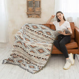 Lqprom Boho Throw Blankets Knit Bed Blankets with Tassel Aztec Western Throws Cover Christmas Decor for All Season Sofa Couch Chair Outdoor Camping Picnic Tent Beach Car Traveling 51"x63" Lqprom
