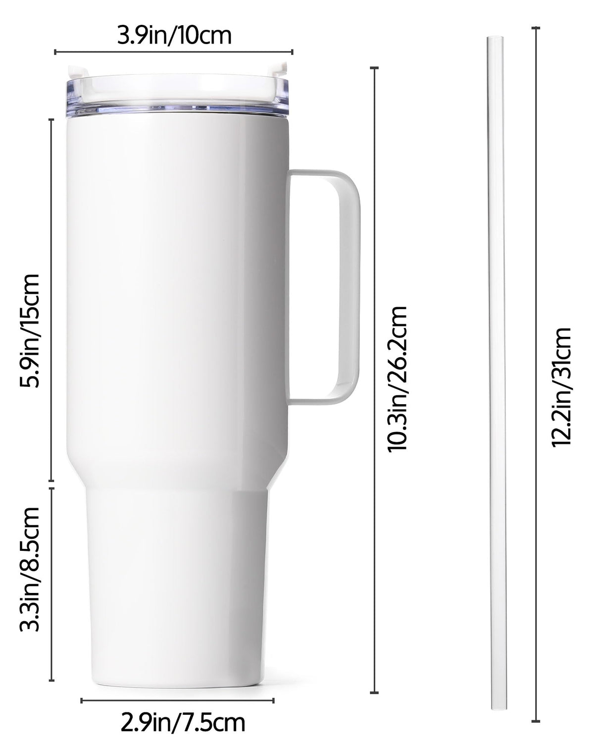 OFFNOVA 40oz Sublimation Tumblers with Handle, Stainless Steel Coffee Tumbler Blank, Double Wall Vacuum Sublimation Travel Cups for Heat Press Printing OFFNOVA