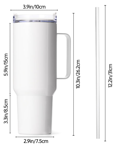 OFFNOVA 40oz Sublimation Tumblers with Handle, Stainless Steel Coffee Tumbler Blank, Double Wall Vacuum Sublimation Travel Cups for Heat Press Printing OFFNOVA