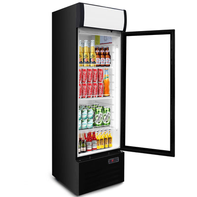 Bluelinecool Commercial Refrigerators Glass Door, 9 Cu.Ft Upright Commercial Beverage Fridge with Front LED Light, Display Refrigerator for Beer, Bar, Drink