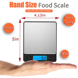 Digital Food Kitchen Scale Upgraded, YONCON 3000g/0.1g High Accuracy Mini Pocket Scale Measures in Grams and oz for Cooking, Baking, Jewelry, Tare Function,2 Trays, LCD Display (Batteries Included) Yoncon