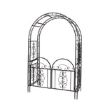 Plow & Hearth Arch Metal Outdoor Garden Arbor Double Gate | Montebello | 84" H x 53" W x 23" D | Gunmetal Black | Trellis Lattice Climbing Plants Plow & Hearth
