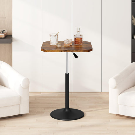 MAHANCRIS Bar Table, Height-Adjustable Pub Table 26.8-36.2 Inches, Cocktail Table with Base, Counter Height Table for Small Space, Easy to Assemble, Rustic Brown and Black BTHR5501 MAHANCRIS