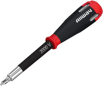 ALLWAY SD41 5-in-1 Lightweight Safety Shockproof Screwdriver with 4 Bits - WoodArtSupply