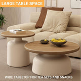 Coffee Table, Cream Style Solid Wood Coffee Table, Living Room Home Small Apartment, Simple Tea Table, Round Coffee Table(C) ROPSHTSF