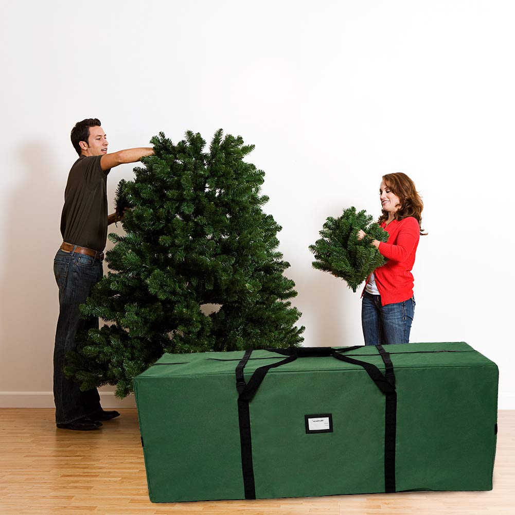 OurWarm Christmas Tree Storage Bag Extra Large Heavy Duty Storage Containers with Reinforced Handles Zipper for 7.5ft Artificial Tree, 50" x 15" x 20" 600D Oxford Xmas Holiday Tree Storage Bag, Green OurWarm