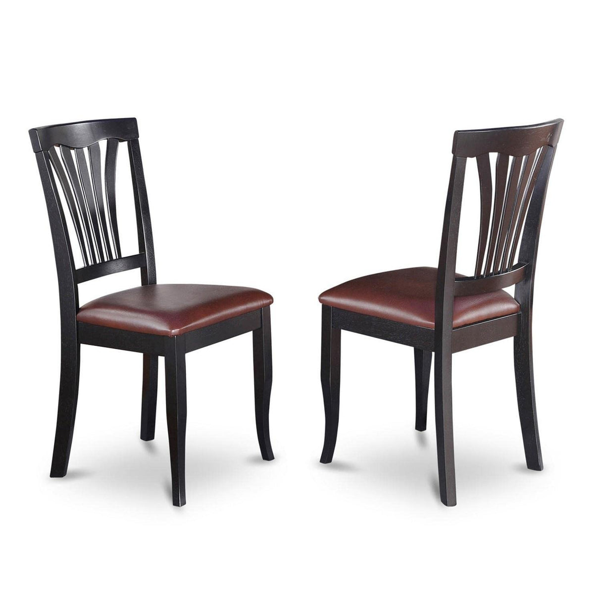 East West Furniture Avon Dining Faux Leather Upholstered Wooden Chairs, Set of 2, Black East West Furniture
