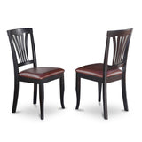 East West Furniture Avon Dining Faux Leather Upholstered Wooden Chairs, Set of 2, Black East West Furniture