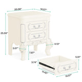 Tribesigns White Nightstand, End Table with 2 Drawers, Carved Bedside Tables, Side Table for Bedroom, Living Room, Classic Bedroom Furniture, Night Stand Tribesigns