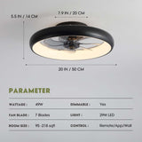 LUDOMIDE Ceiling Fans with Lights, 20" Flush Mount Ceiling Fan with Remote & APP Control, Black Low Profile Ceiling Fan with 6 Wind Speeds, Smart Dimmable LED Ceiling Fan for Bedroom, Living Room LUDOMIDE