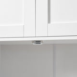 TEENFON Bathroom Floor Storage Cabinet, Freestanding Bathroom Storage Unit with 2 Adjustable Shelves & 4 Doors, 11.8 x 23.6 x 42.7 Inches, White TEENFON