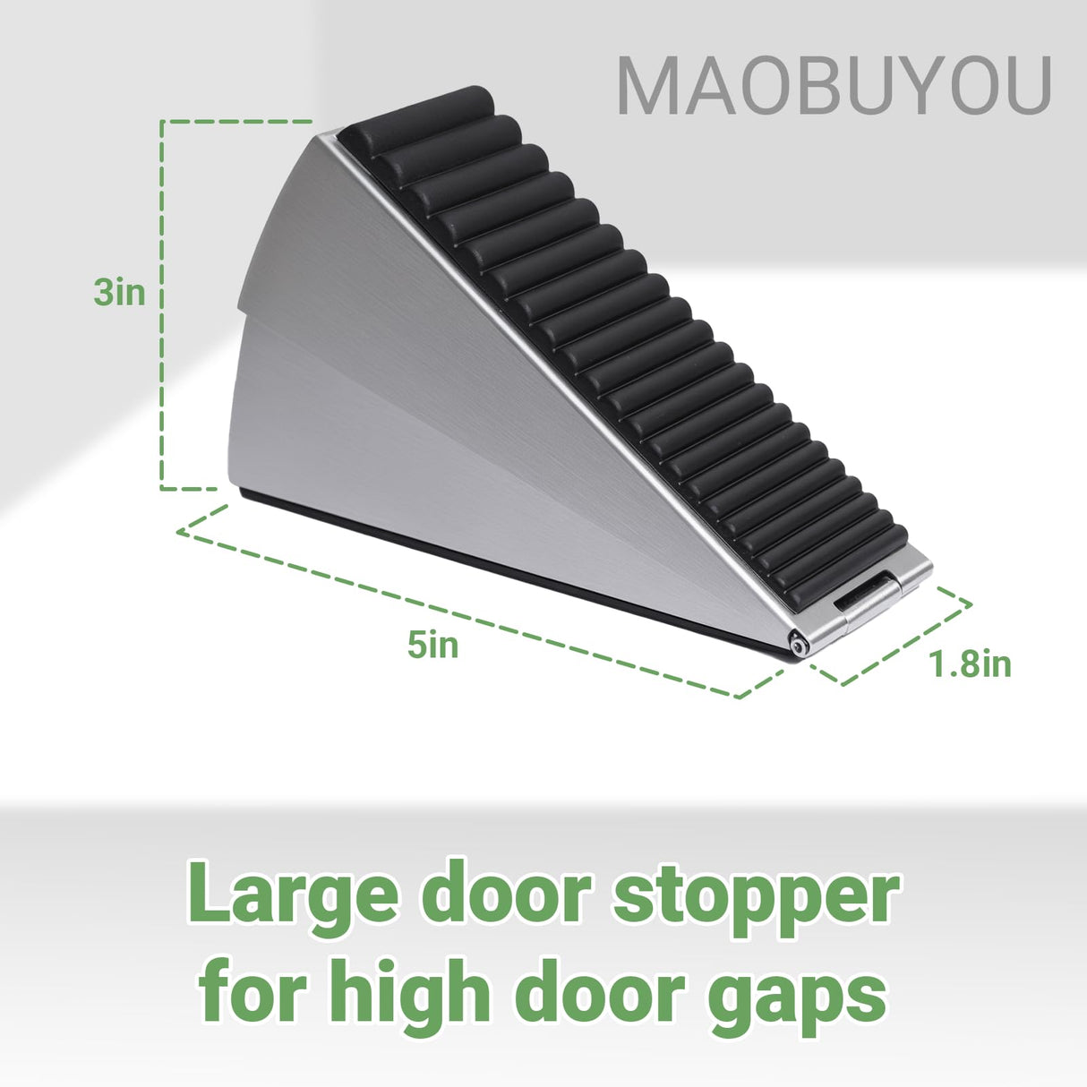 Large Door Stopper - Metal Door Wedge, Tall Door Stopper, Spring Rubber for Extra Strong Grip (Silver, 1 Pack) MAOBUYOU