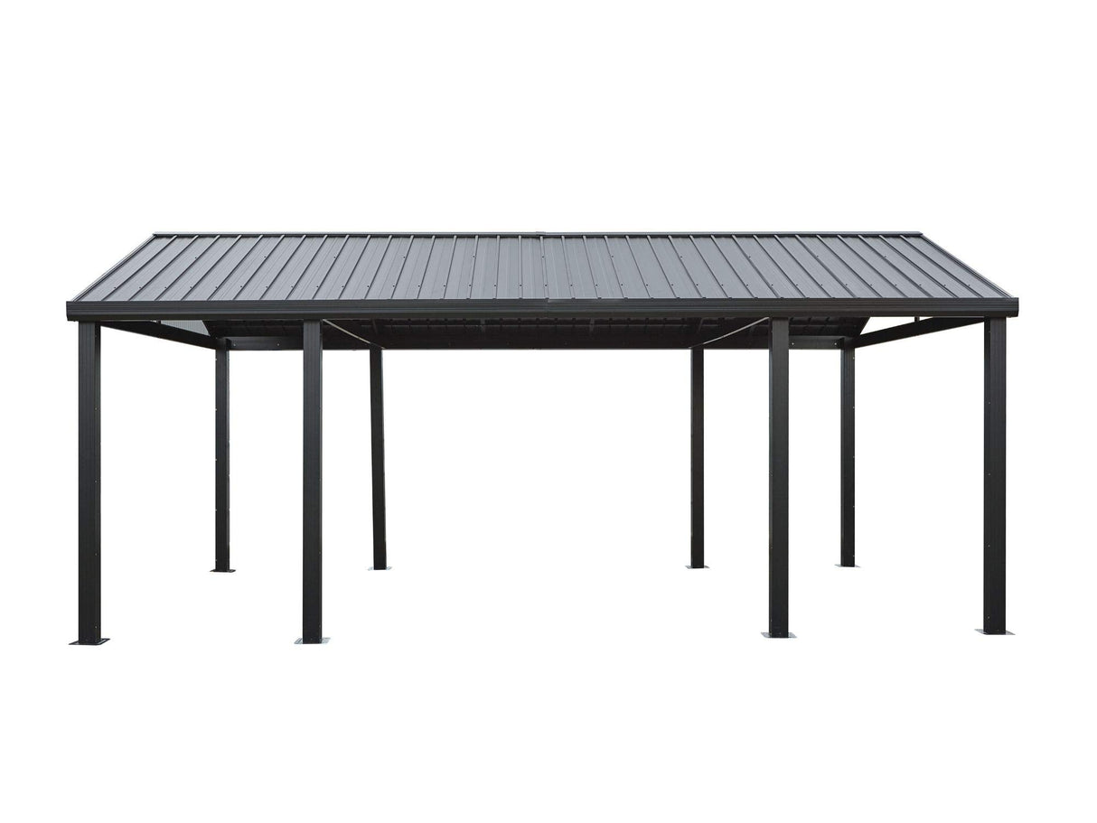 Sojag 20' x 12' Samara Carport with Aluminum Frame and 10' High Galvanized Steel Roof for Easy Drive Through Access Sojag