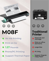 Phomemo M08F Portable Printers Wireless for Travel, Thermal Printer Support 8.5" X 11" US Letter Thermal Paper, Bluetooth Inkless Printer Compatible with iOS, Android, Laptop for Travel, Office, Home Phomemo