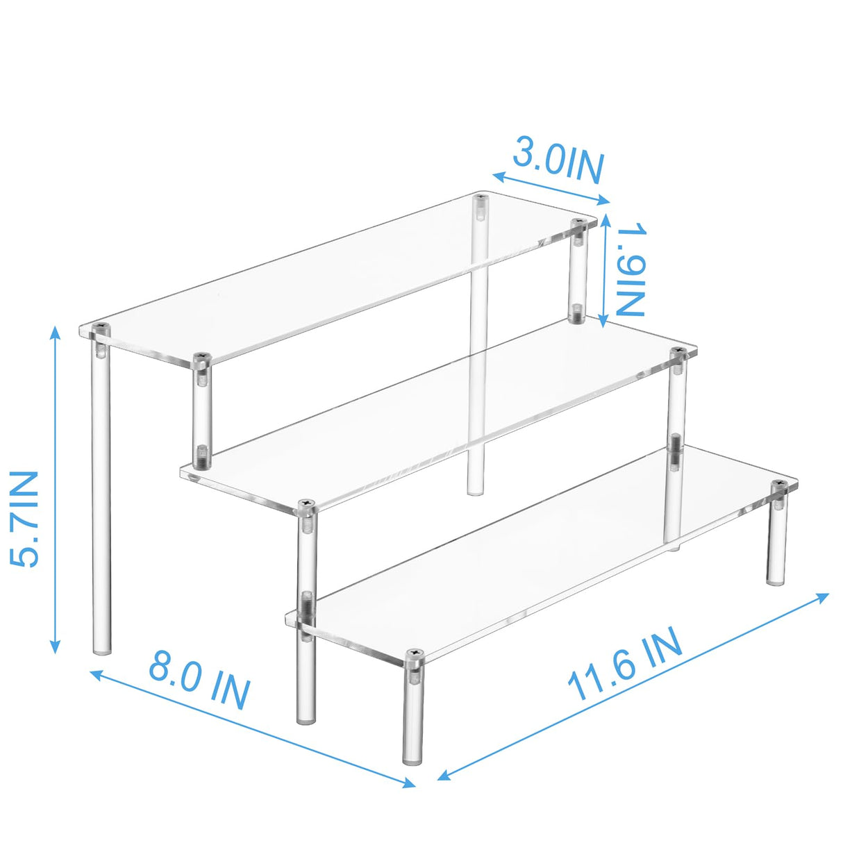 HENABLE Large Acrylic Display Risers, Perfume Stand Organizer, Clear Acrylic Shelf Risers for Display Stands for Food, Tabletop Use, Amiibo Funko POP Figure, 3 Tier Clear Cupcake Stand Risers HENABLE