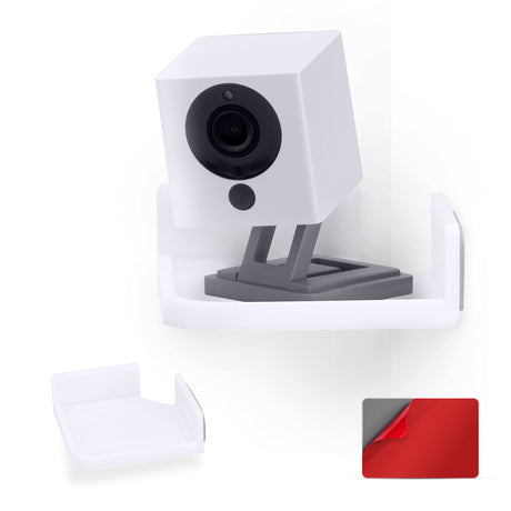 Mini Corner Shelf Mount for Security Cameras, Baby Monitors, Speakers, Plants & More, Universal Holder, Strong Adheasive, Easy to Install, No Mess, Screwless by Brainwavz (White) BRAINWAVZ
