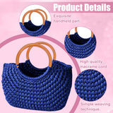 BEUNITONE DIY Crochet Bag Kit for Beginners Blue Handbag Macrame Kit for Women Boho DIY Macrame Purse Set Tote Bag for Holiday Summer Beach Decor Knitting Lover with Step-by-Step Instructions BEUNITONE