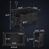 Sekey 220L Collapsible Foldable Wagon with 330lbs Weight Capacity, Heavy Duty Folding Wagon Cart with Big All-Terrain Wheels & Drink Holders (Black) Sekey