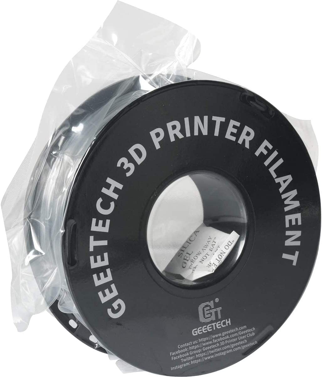 Geeetech Silk PLA Filament 1.75mm for 3D Printer, Metal-Like Shiny Consumable 1kg (2.2lbs) 1 Spool, Dimensional Accuracy +/- 0.03 mm,Metallic Silver - WoodArtSupply