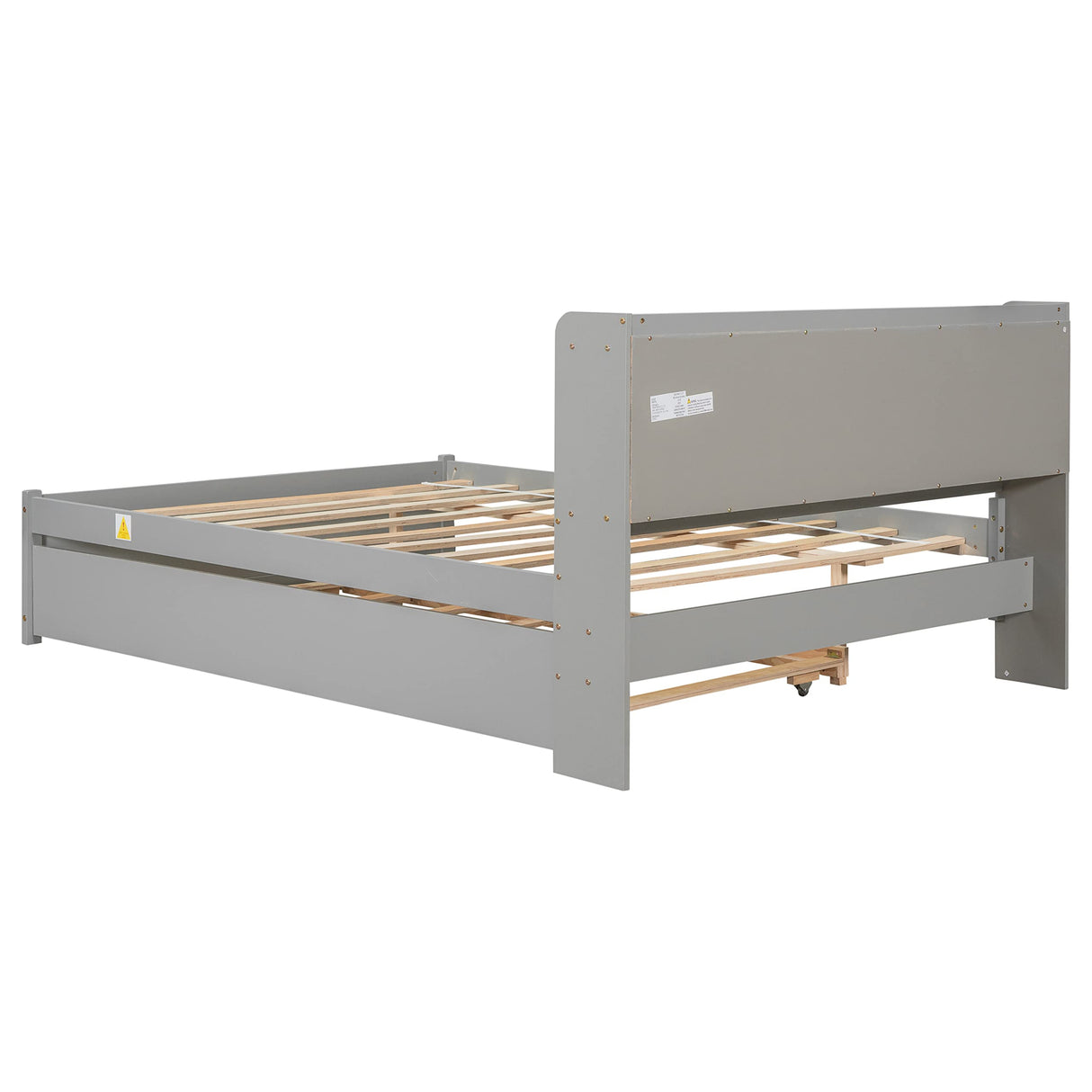 Harper & Bright Designs Full Size Bed Frame with Trundle, Full Size Platform Bed with Twin Trundle Under, Grey Harper & Bright Designs