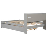 Harper & Bright Designs Full Size Bed Frame with Trundle, Full Size Platform Bed with Twin Trundle Under, Grey Harper & Bright Designs