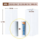 MEBMIK 2 Rolls 10mm x 33m(108ft) Heat Transfer Tape and 50pcs 5 x 10in Shrink Wrap for Sublimation Tumblers,Heat Resistant Tape,Sublimation Shrink Wrap Sleeves,Tumbler Shrink Wrap,20oz MEBMIK