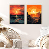 ZXQL 2 Pack Sunset Lake Mountains Paint by Numbers Kit for Adults Beginners, 16" W x 20 L Paint by Numbers for Adults Rolled up Canvas for Painting Home Decor Creative Wall Art with Nice Gift Box ZXQL