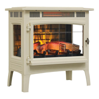 Duraflame Electric Infrared Quartz Fireplace Stove with 3D Flame Effect, Cream & Crackler