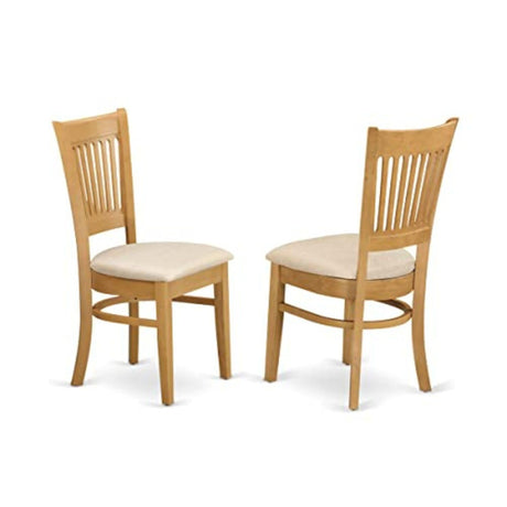 East West Furniture Vancouver Dining Linen Fabric Upholstered Wood Chairs, Set of 2, Oak East West Furniture