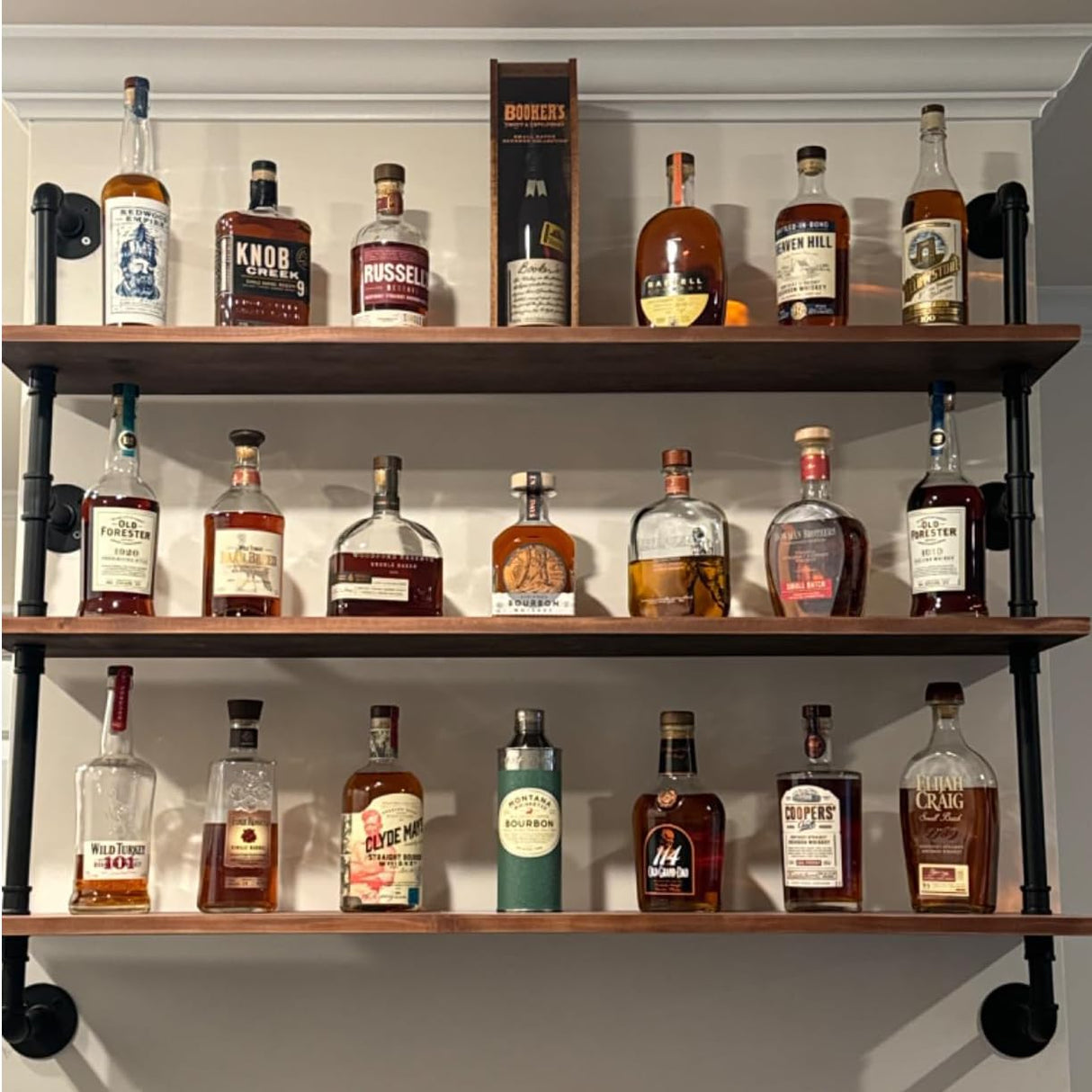 HDDFER Floating Shelves,Wall Mounted Rustic Wood Shelf,Pipe Shelves,Industrial Pipe Shelving with Real Wood Planks 48 inch Industrial Wall Shelves Hanging Bookshelf Farmhouse Kitchen Bar Shelving HDDFER